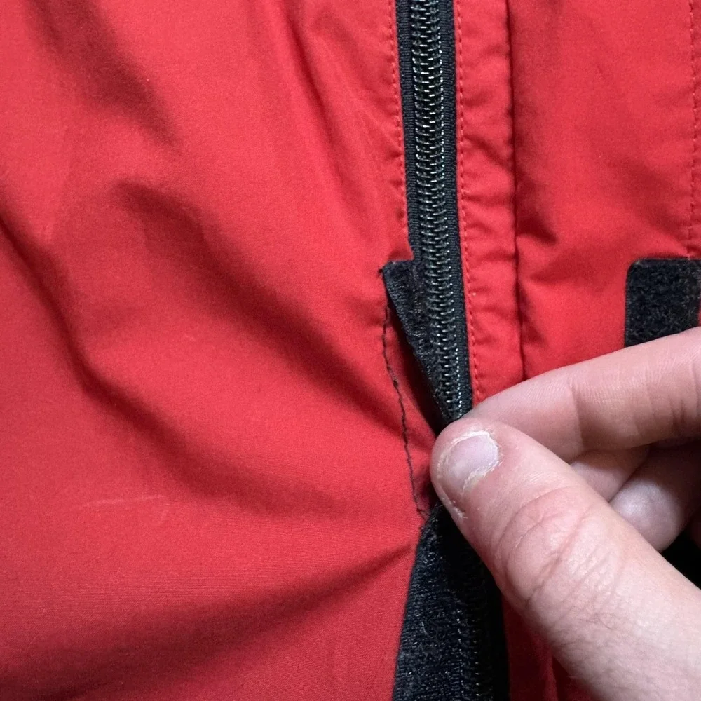 Vtg 90s The North Face Jacket Medium Red Black Hooded Ski Snow Parka Nylon Shell